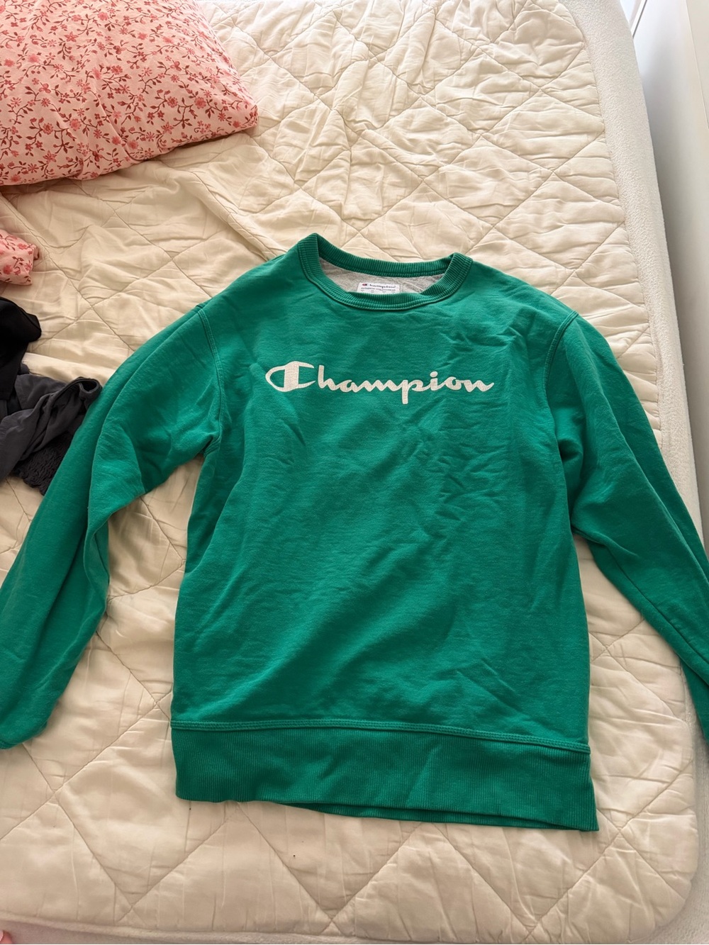 Champion Green Crewneck Sweatshirt with White Logo